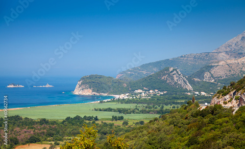 Adriatic Sea coastal landscape. Buljarica, Montenegro