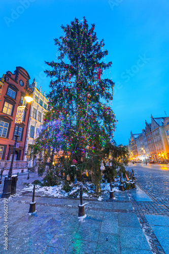 Christmas tree in old town of Gdansk, Poland