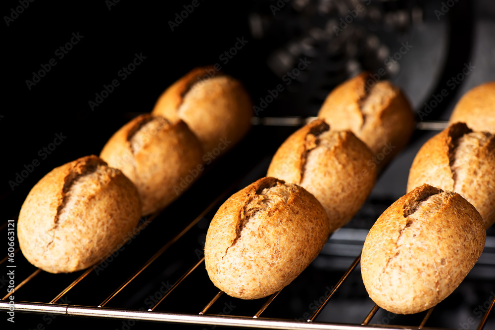 Bread in oven horizontal