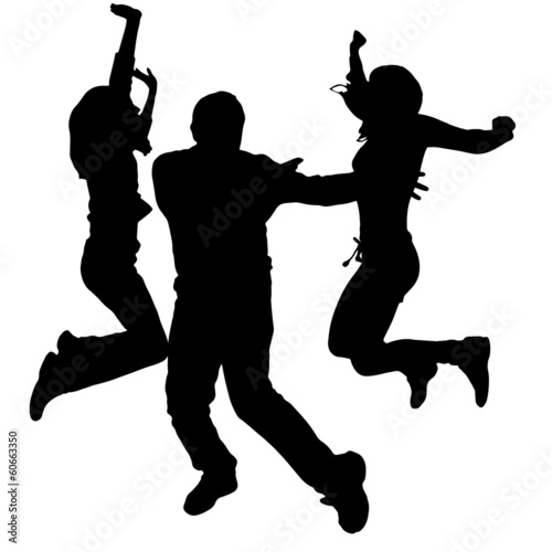 Vector silhouettes of dancing people.
