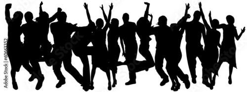 Vector silhouettes of dancing people. photo