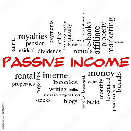 Passive Income Word Cloud Concept in red caps #60663787