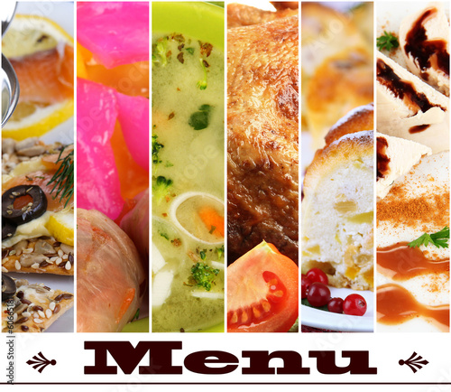 Collage of dishes for restaurant menu