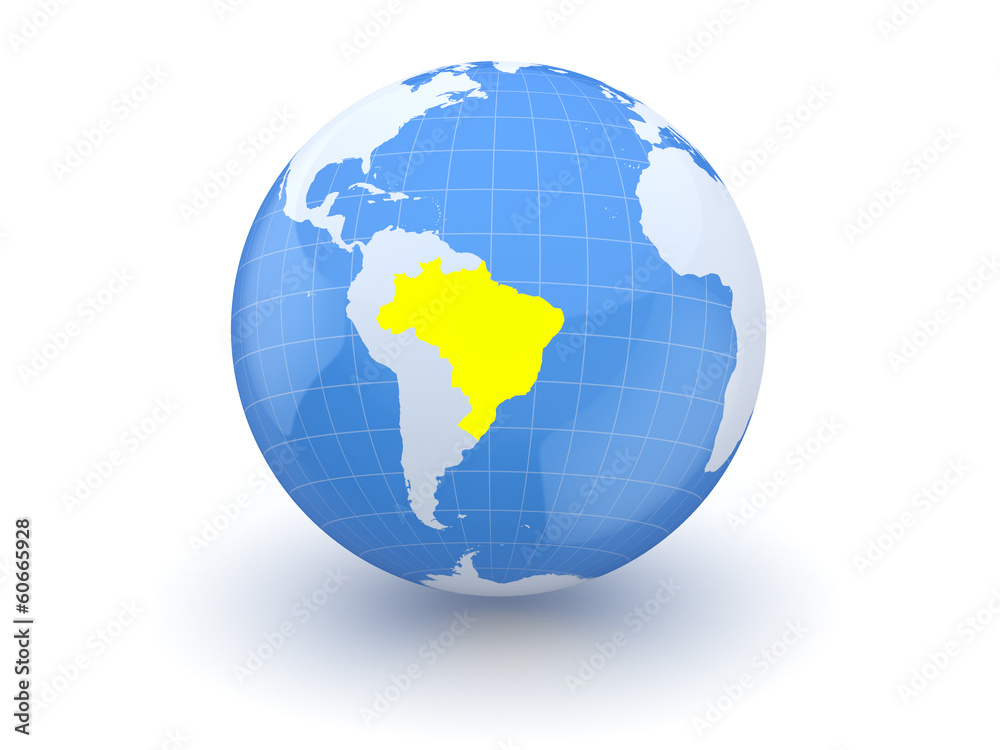 Globe. 3d. Brazil.