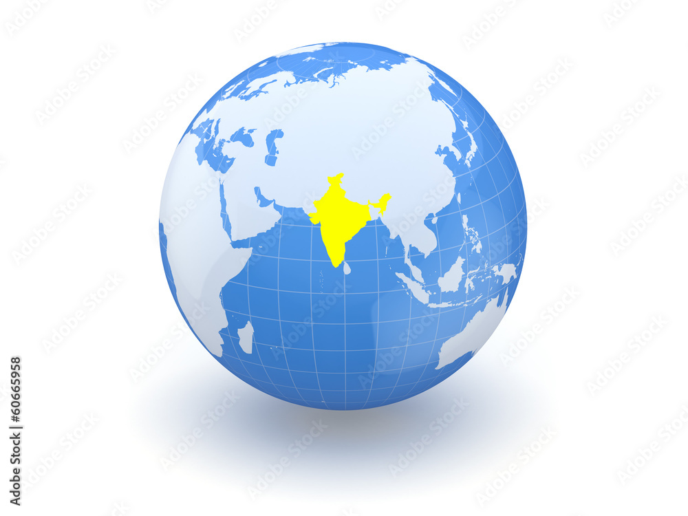 Globe. 3d. India.