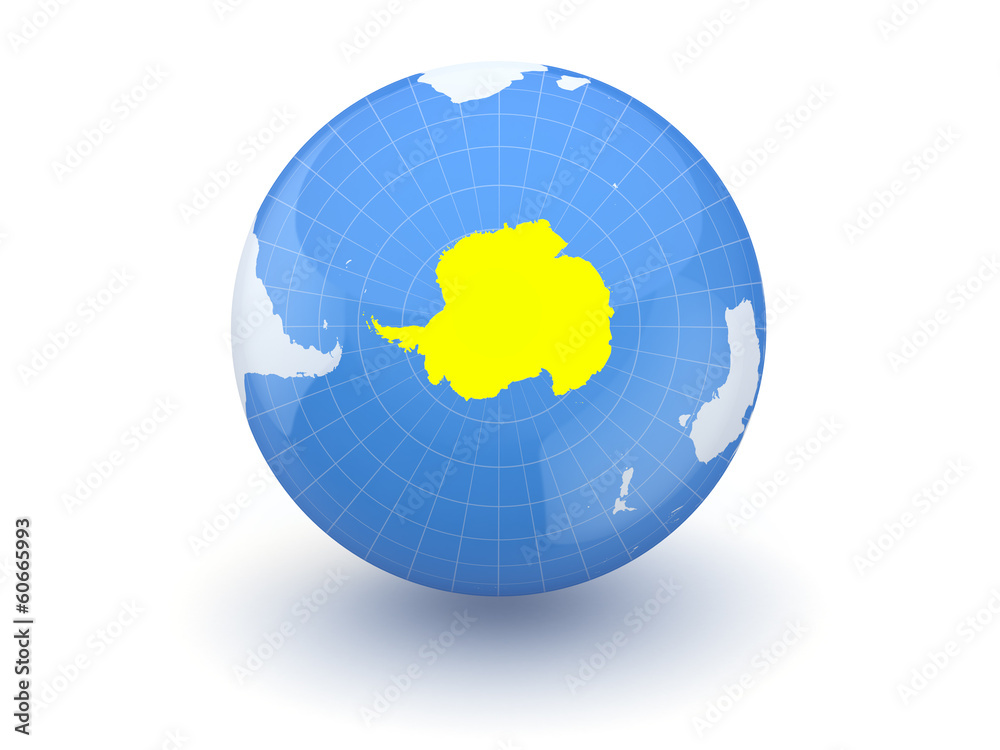 Globe. 3d. Antarctica.