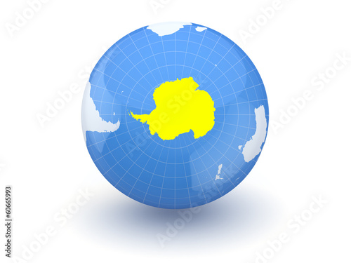 Globe. 3d. Antarctica.