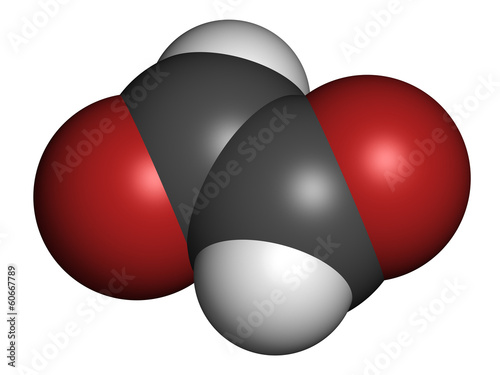 Glyoxal dialdehyde molecule. Present in fermented food. photo