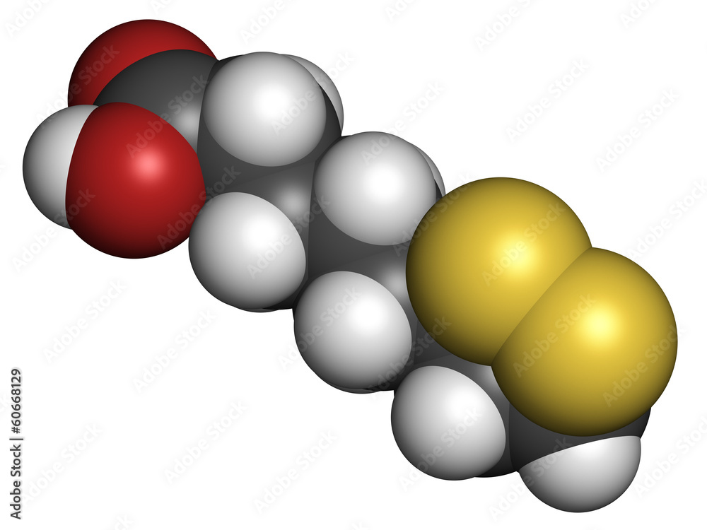 Lipoic acid enzyme cofactor molecule. Lipoic acid enzyme cofactor molecule.
