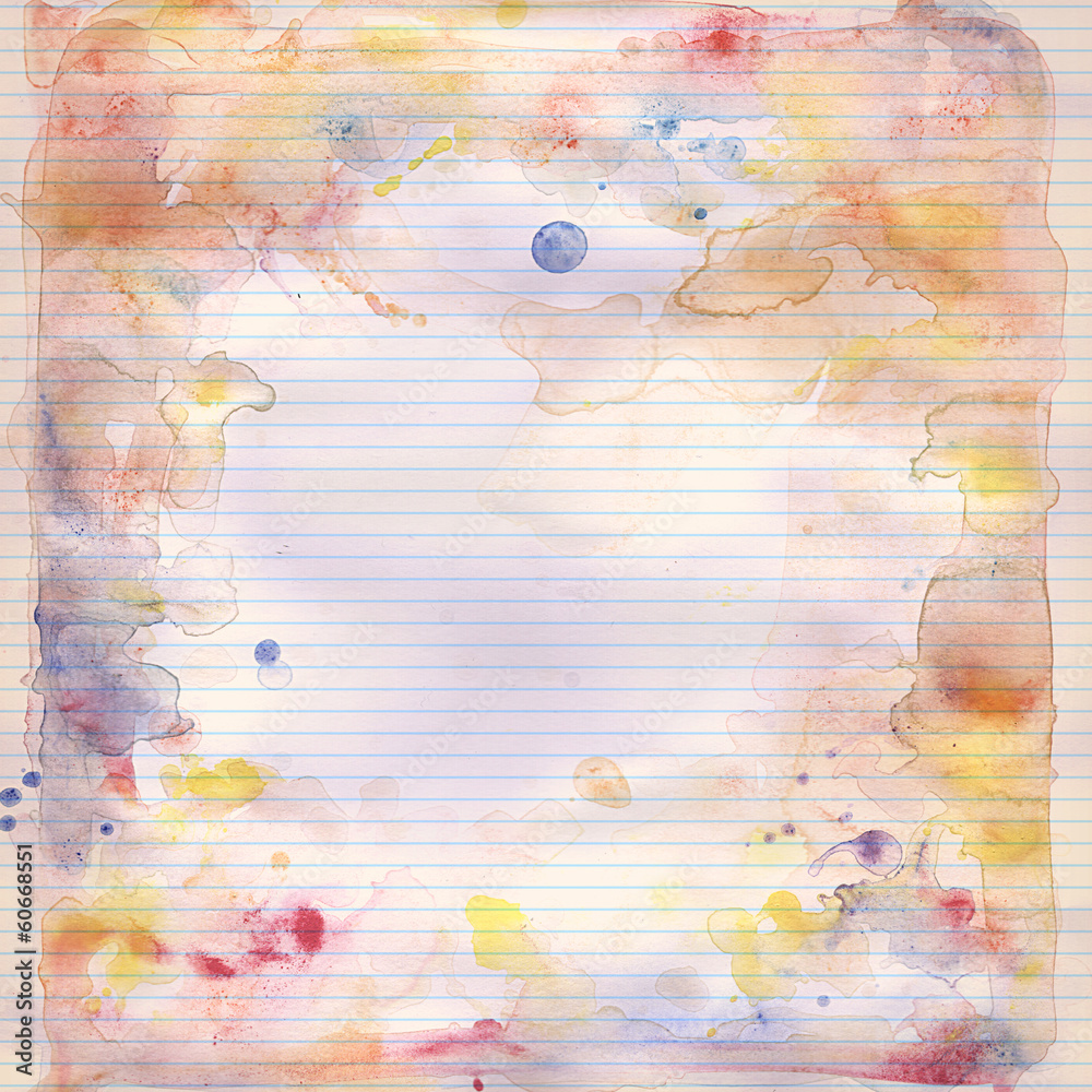 watercolor on lined note book paper background watercolor on lined note book paper background