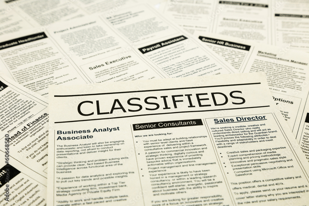Fototapeta premium career news on classifieds ads, search jobs