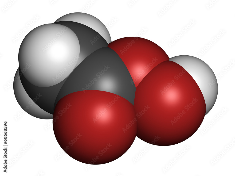 Peracetic acid (peroxyacetic acid, paa) disinfectant molecule. Peracetic acid (peroxyacetic acid, paa) disinfectant molecule.