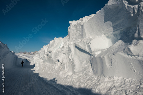 Snow wall at Kulusuk airport, Greenland