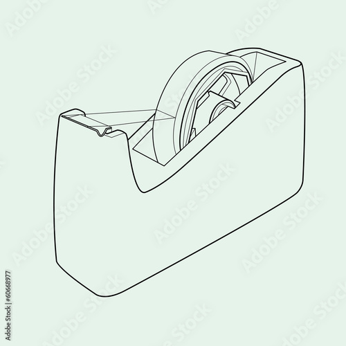 Tape dispenser with adhesive tape out line vector
