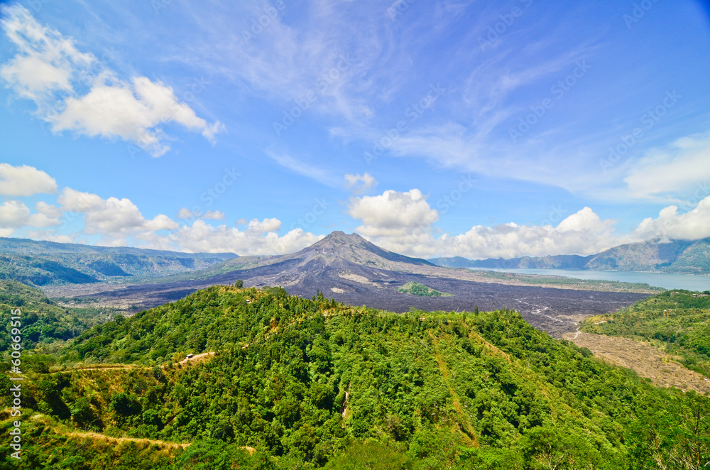 Obraz premium View on Batur volcano and lake, Bali, Indonesia