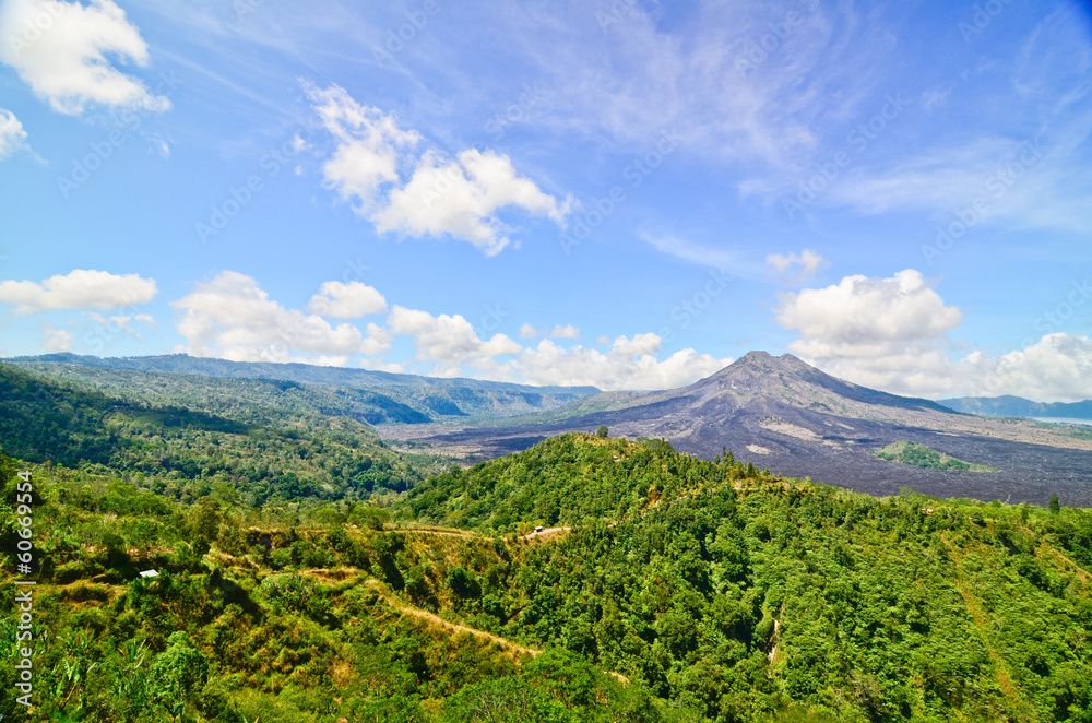 Fototapeta premium View on Batur volcano and lake, Bali, Indonesia