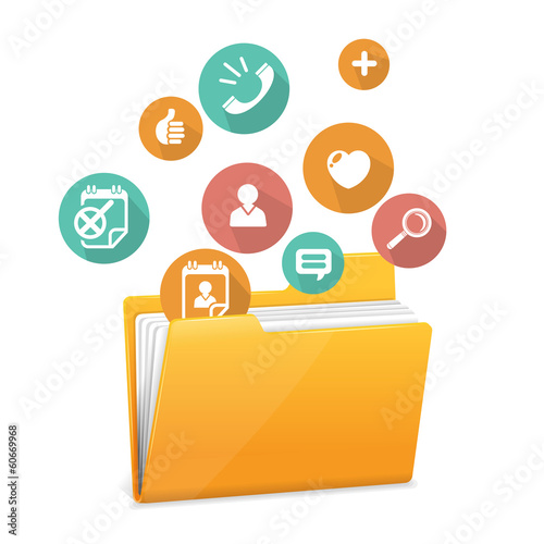 Yellow file folder icon and flat icons