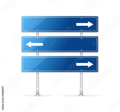 Blank traffic sign with white arrow