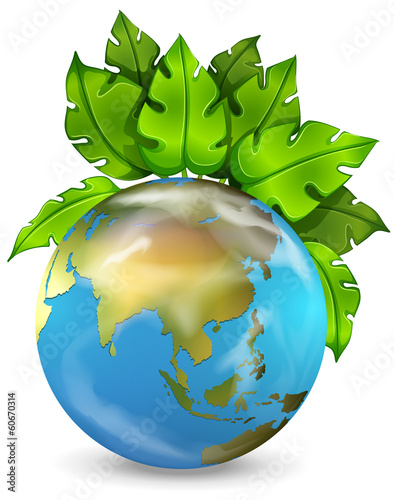 Planet earth with green plants