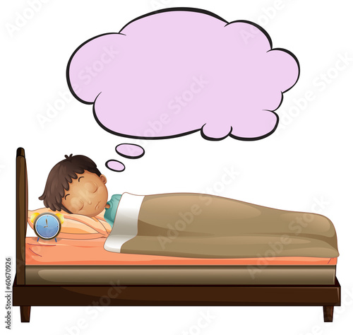 A young boy with an empty thought while sleeping