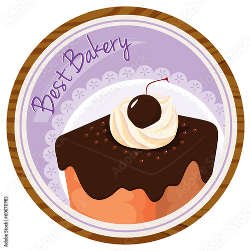 A best bakery label with a cake