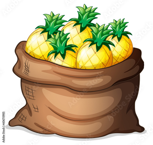 A sack of pineapples