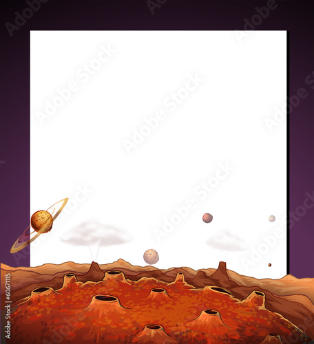 A paper template with a view of the outerspace at the bottom
