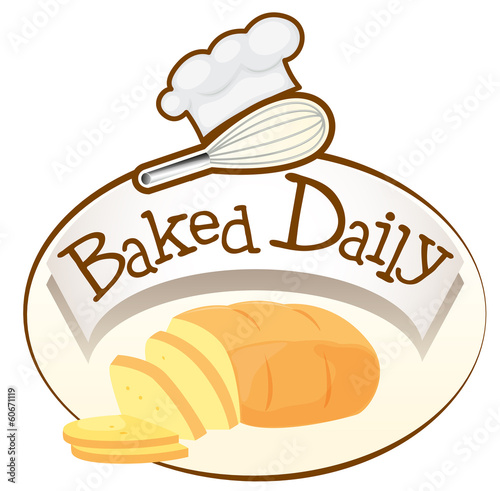 A baked daily label with bread