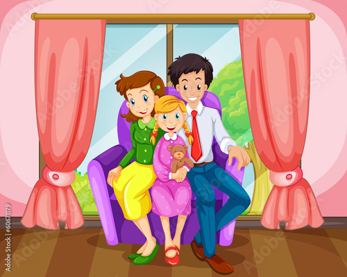 A family at the living room
