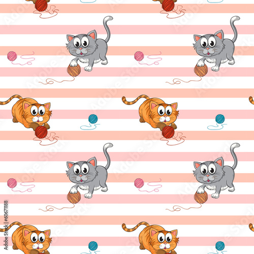 Seamless design with cats playing