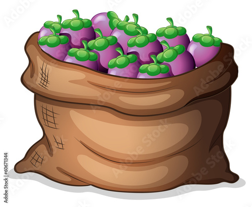 A sack of eggplants