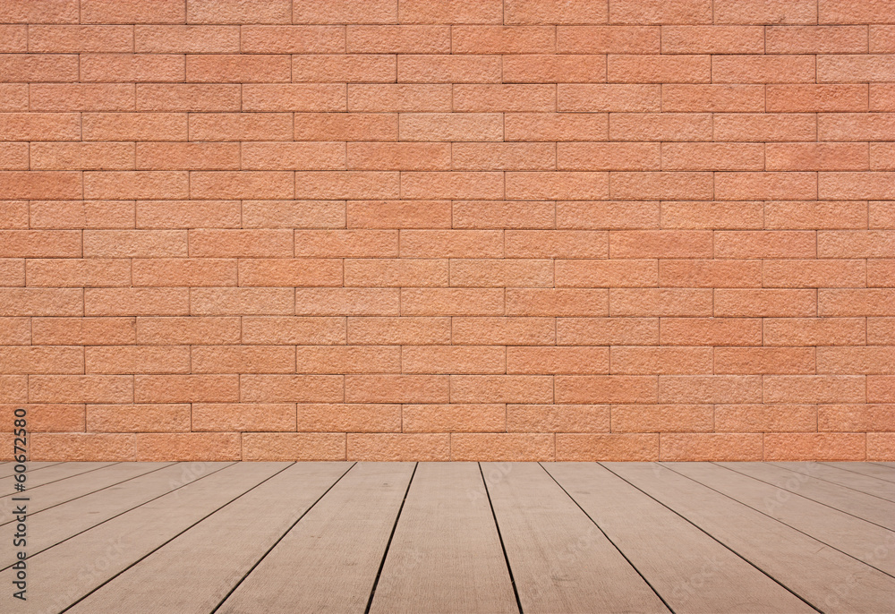 Old room with brick wall, vintage background