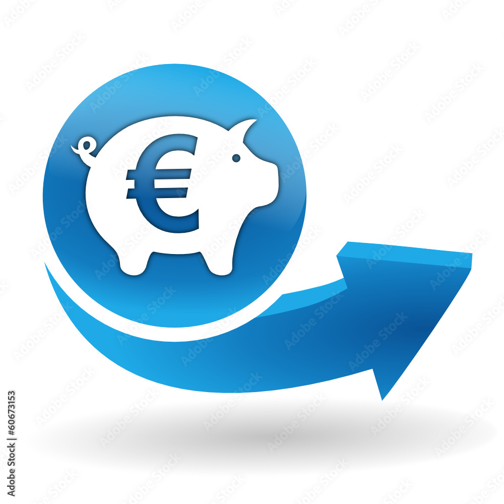 tirelire euro sur bouton web bleu tirelire euro sur bouton web bleu