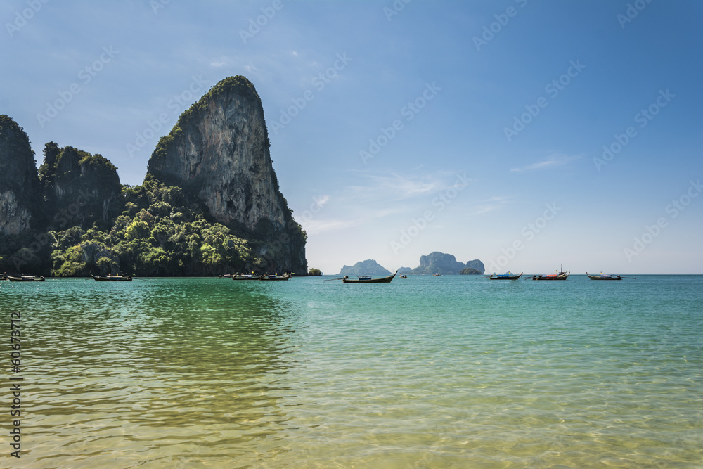 Naklejka premium Railay beach, Andaman sea in Krabi, Thailand.