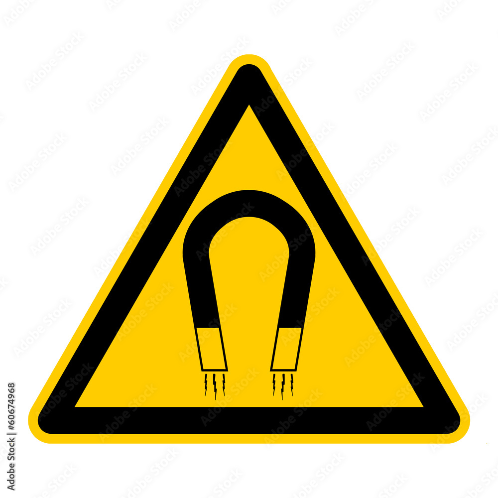 wso52 WarnSchildOrange - english warning sign: caution strong magnetic field - German Warnschild: Warnung vor magnetischem Feld - g461 wso52 WarnSchildOrange - english warning sign: caution strong magnetic field - German Warnschild: Warnung vor magnetischem Feld - g461