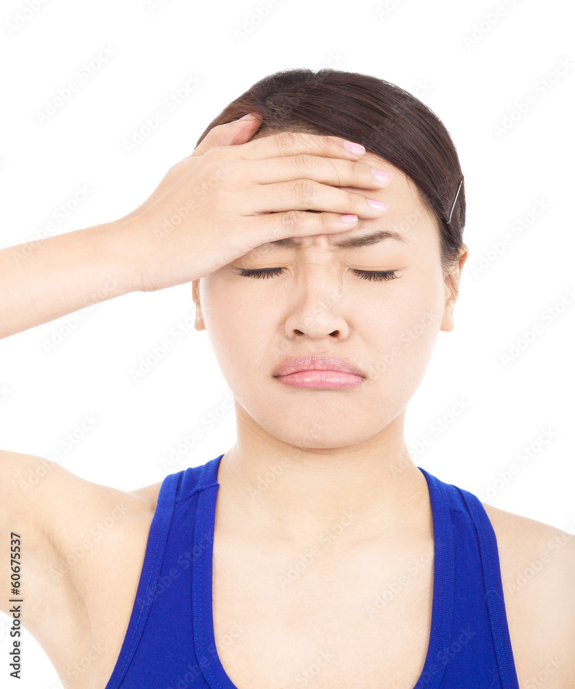 painful pretty girl with touching head painful pretty girl with touching head