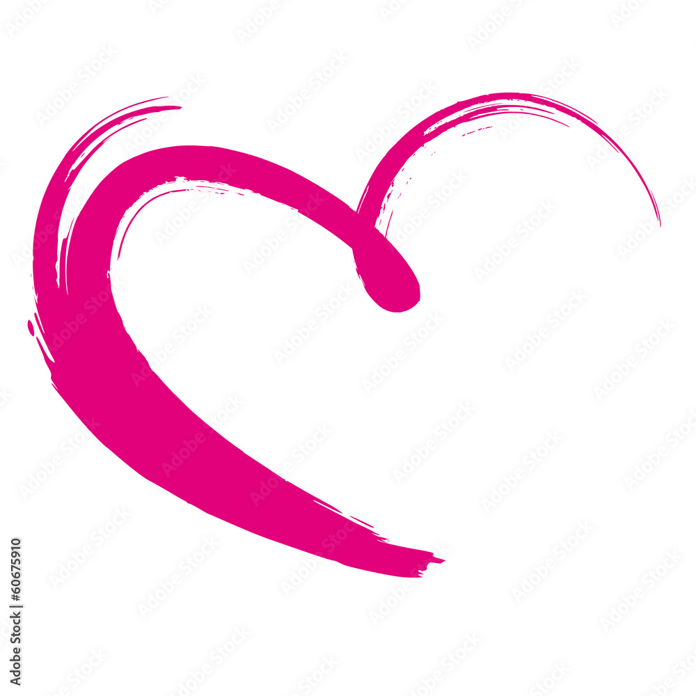 pink painted heart,  violet, vector, brushstroke