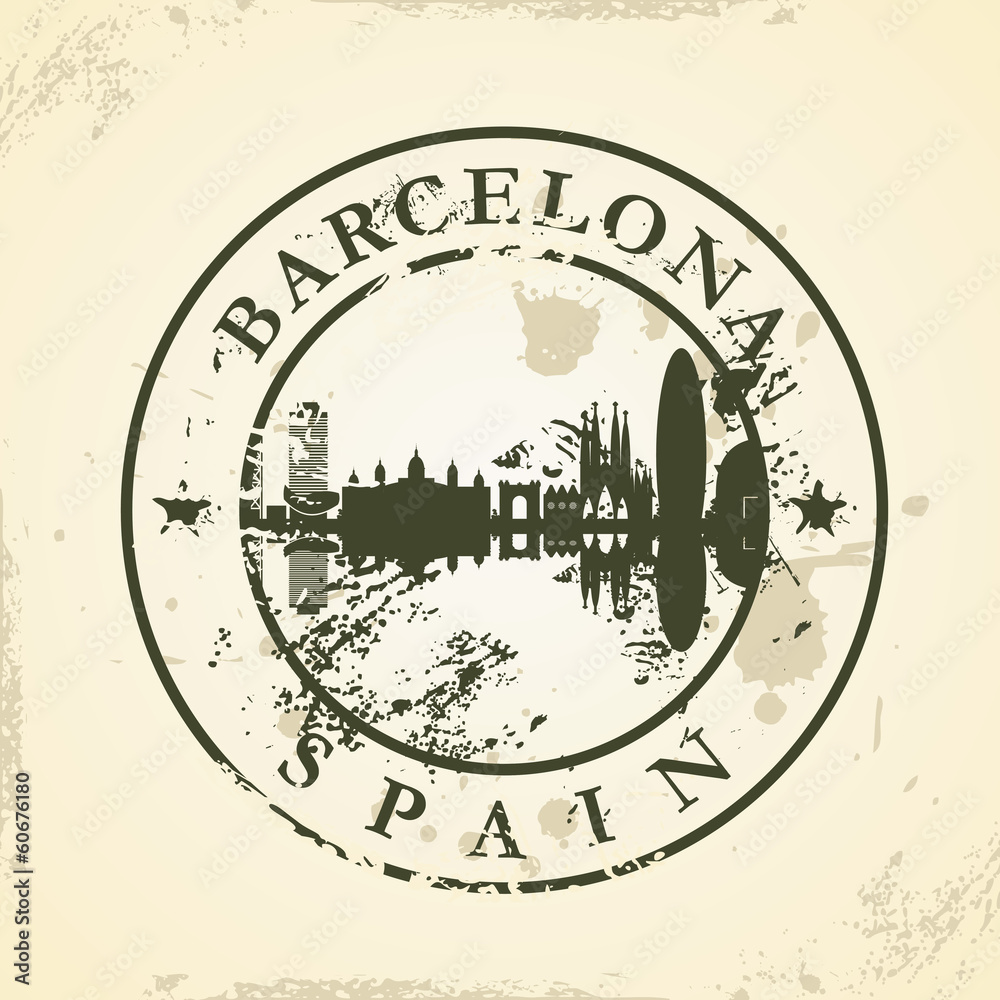 Fototapeta premium Grunge rubber stamp with Barcelona, Spain