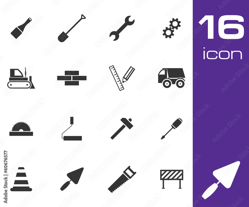 Vector black construction icons set on white background Vector black construction icons set on white background