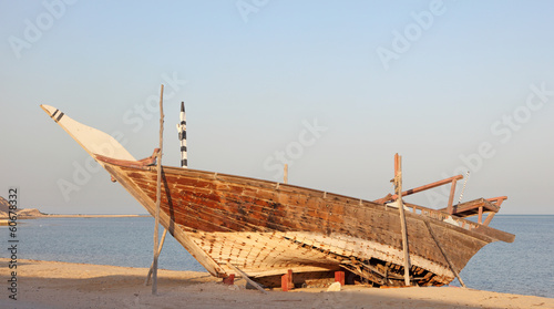 Traditional wooden dhow in Al Wakra, Qatar, Middle East photo