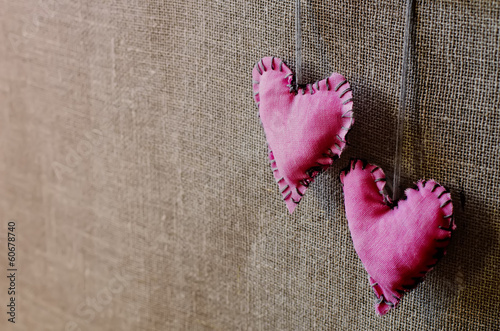 hearts on a wood background