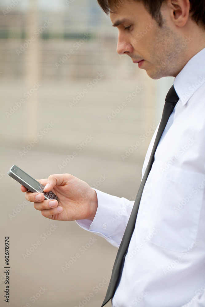 Smart man talking on phone