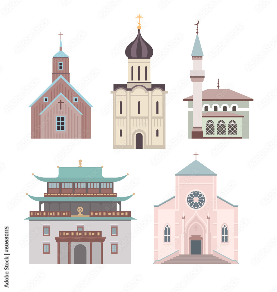 Church flat illustration collection
