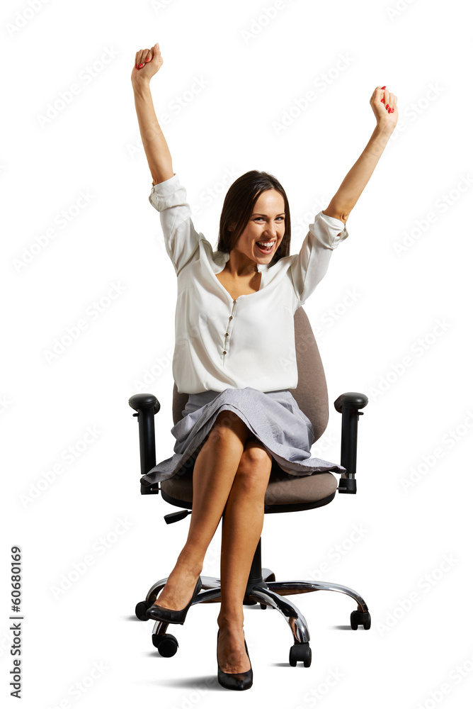 woman sitting on the office chair woman sitting on the office chair