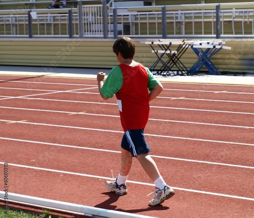 Boy on track and field competition