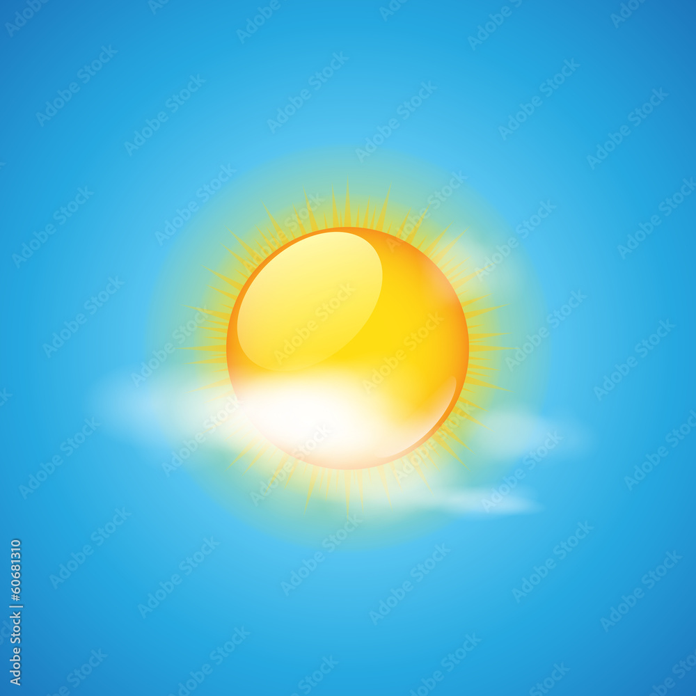 Weather icon - cloud and sun vector illustration Weather icon - cloud and sun vector illustration