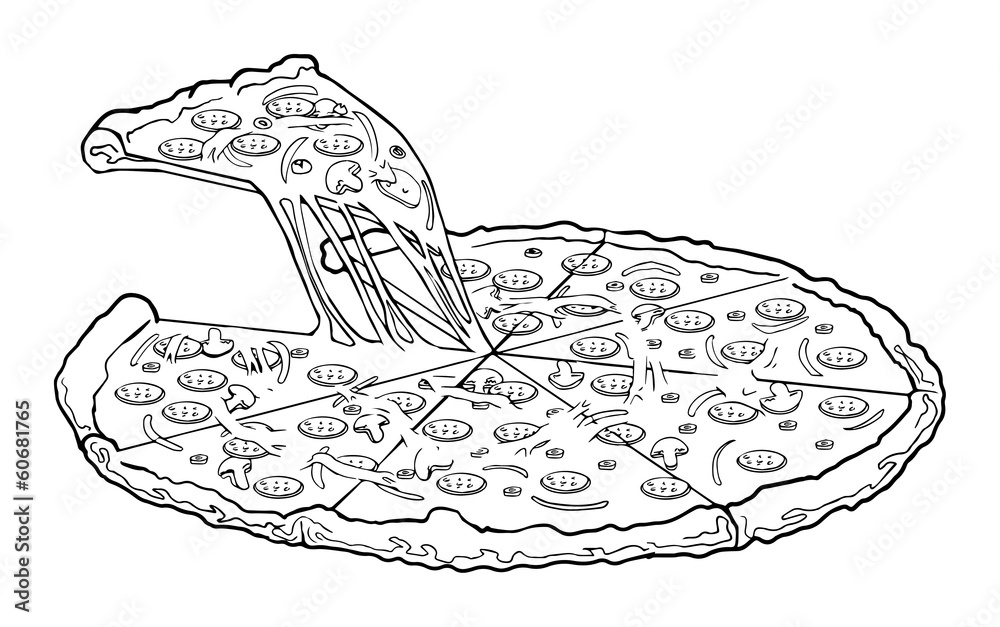 deliciuos pizza outline