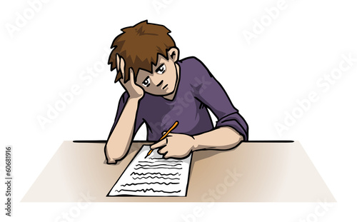 stressed boy working hard