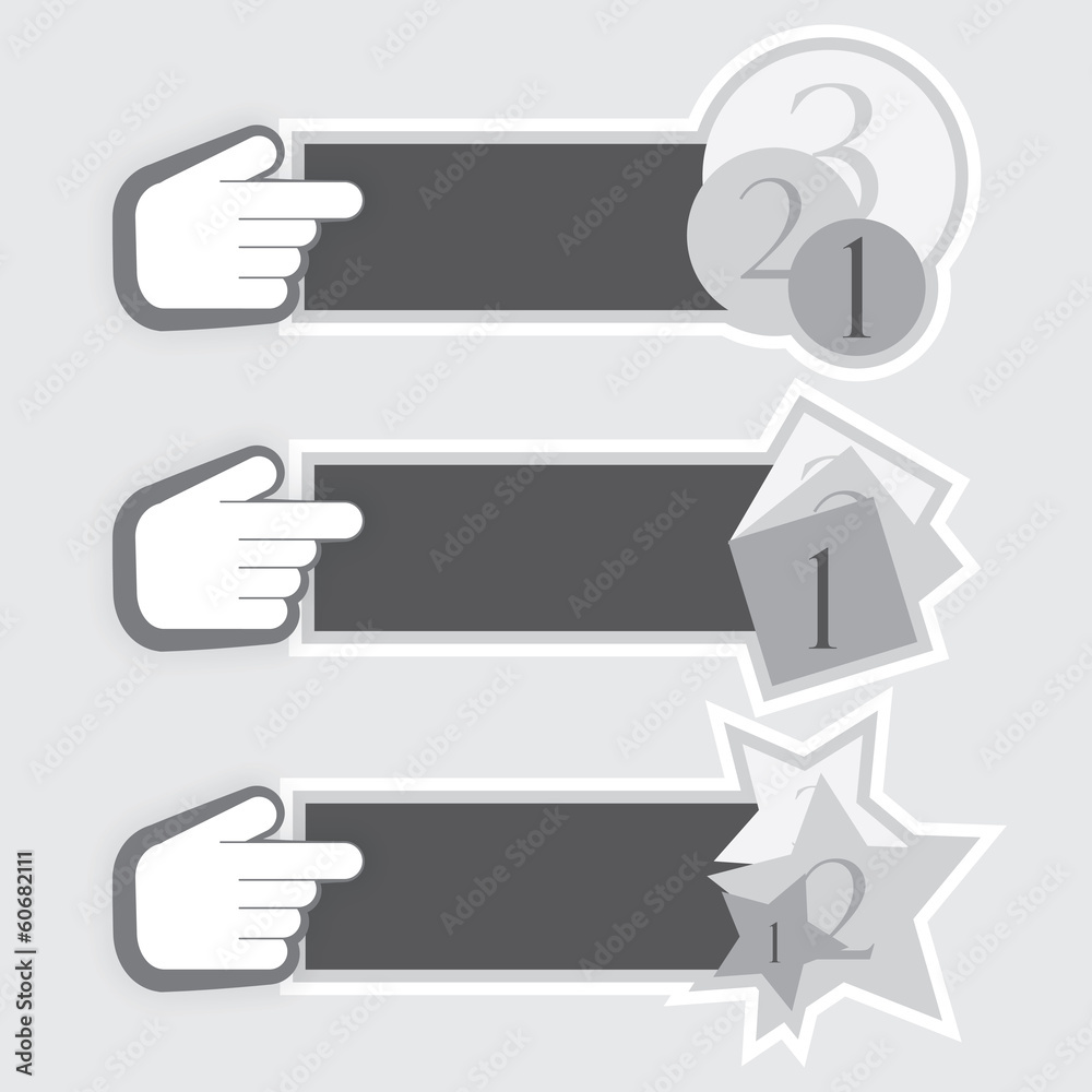 Obraz premium Vector stickers with hand cursor