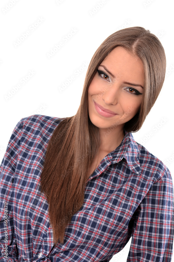 portrait of a cute girl over white background portrait of a cute girl over white background
